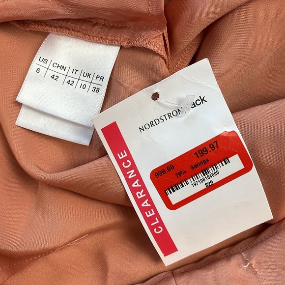 New Lafayette 148 Silk Blend Sullivan Wide Leg Pants Orange Peach Sz 6 - Picture 10 of 15